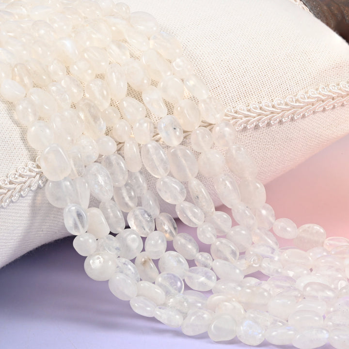 White Moonstone Pebble Nugget Beads