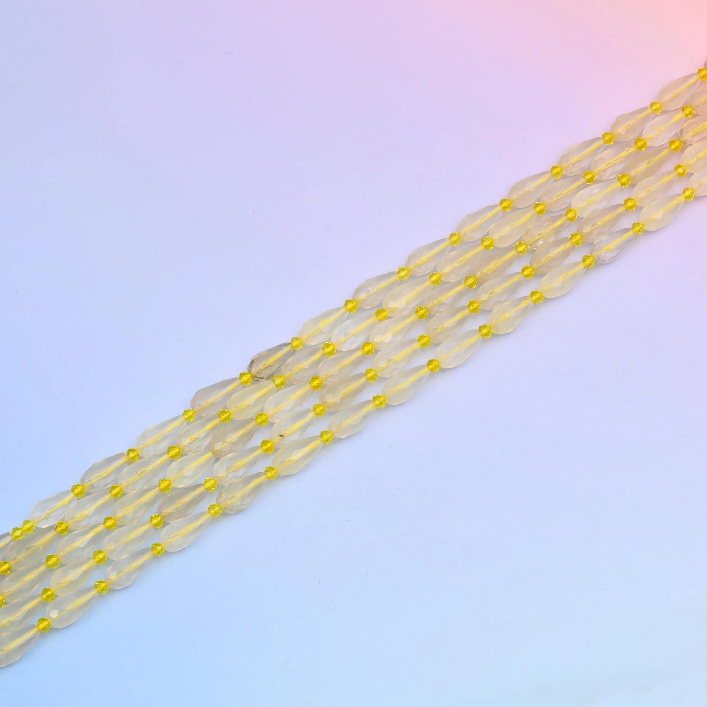 Faceted teardrop cut Citrine Quartz beads for jewellery making