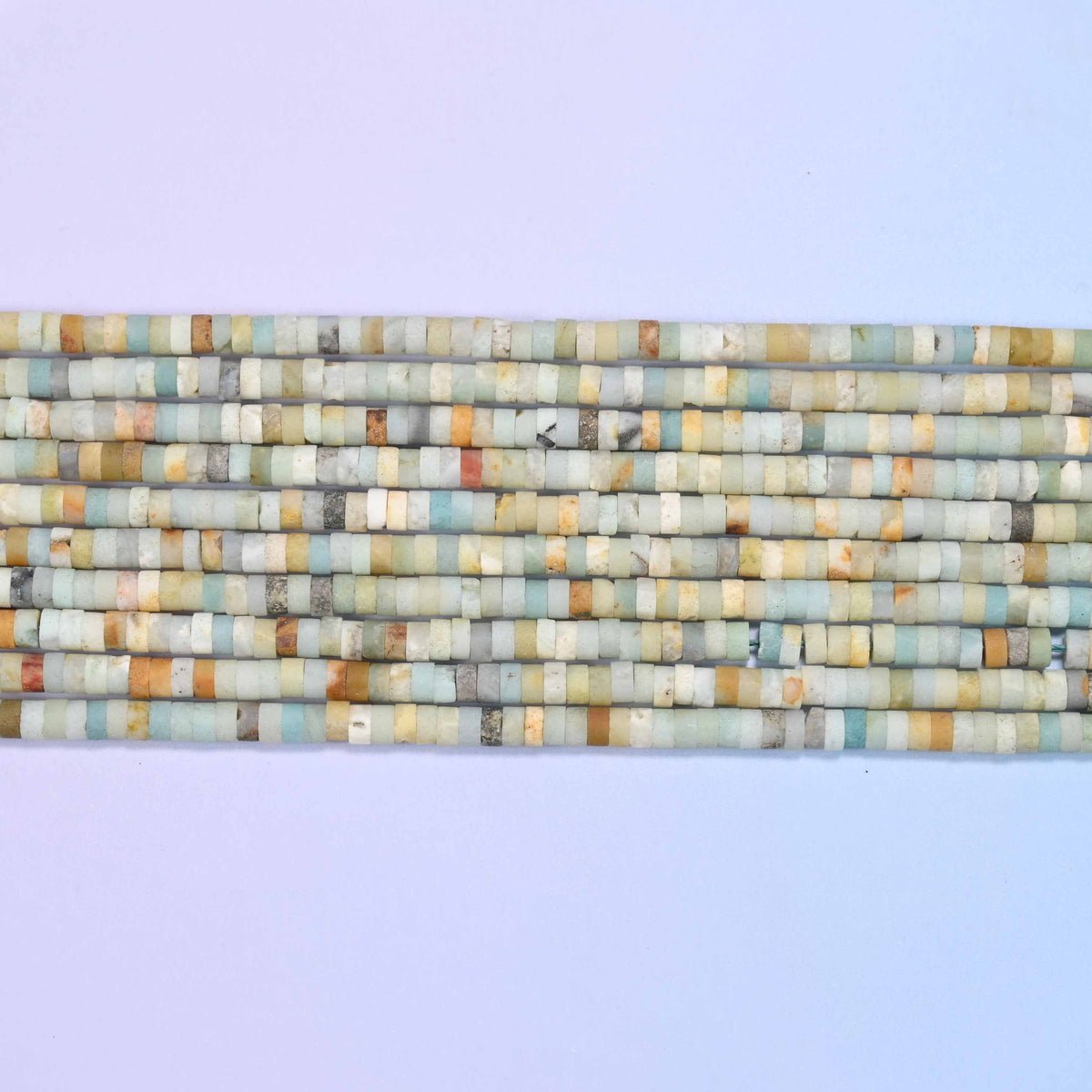 Amazonite beads in cream, tan, gray and blue-green tones