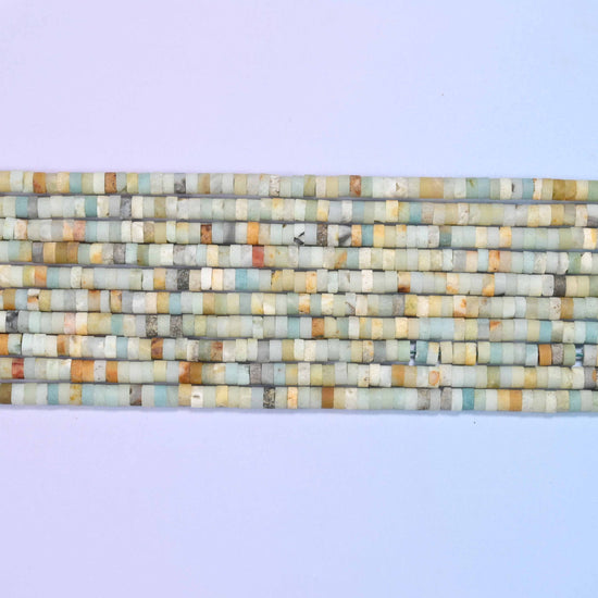 Amazonite beads in cream, tan, gray and blue-green tones