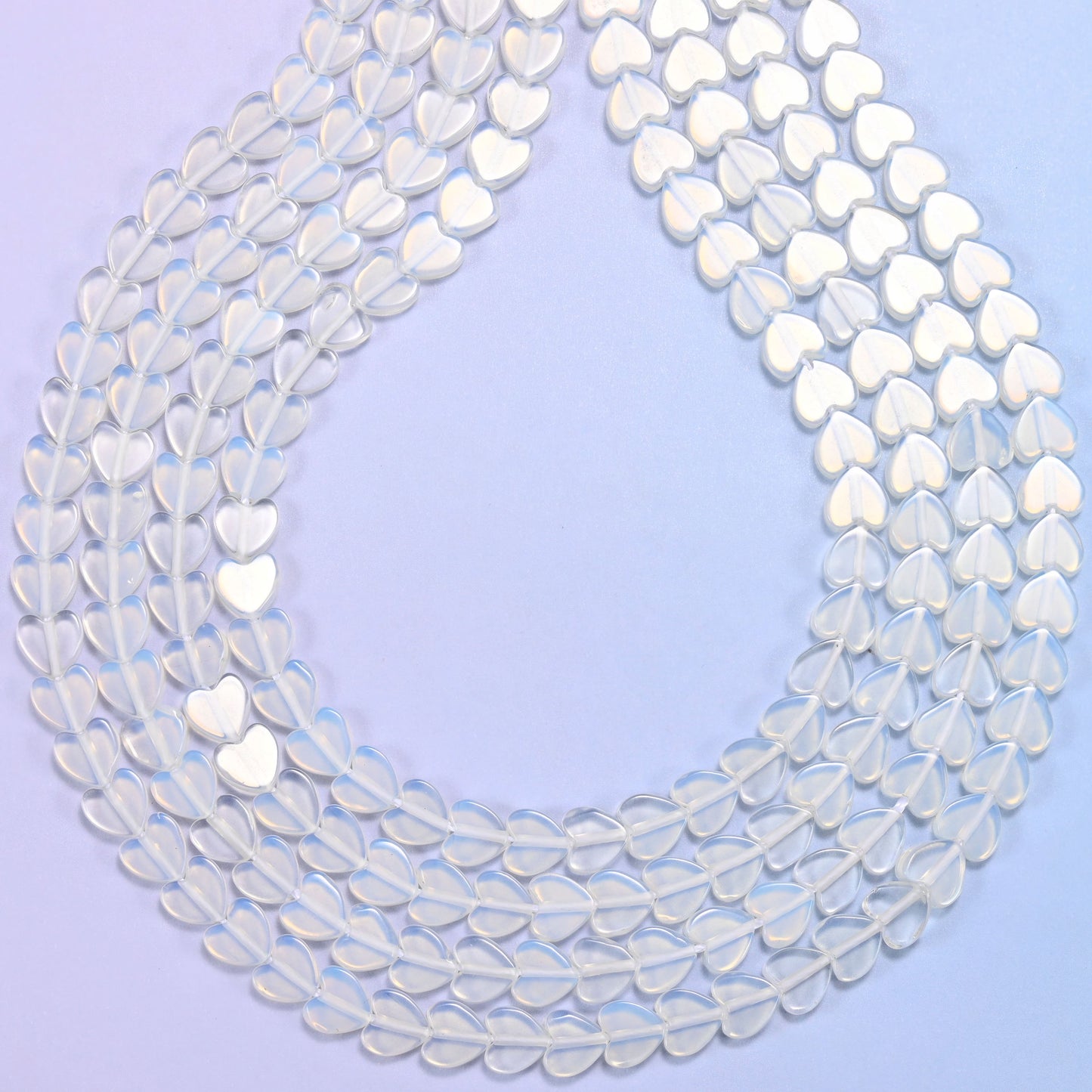 Opalite Flat Heart Beads: Size 6mm, Jewelry Making, 15 Inch Strand