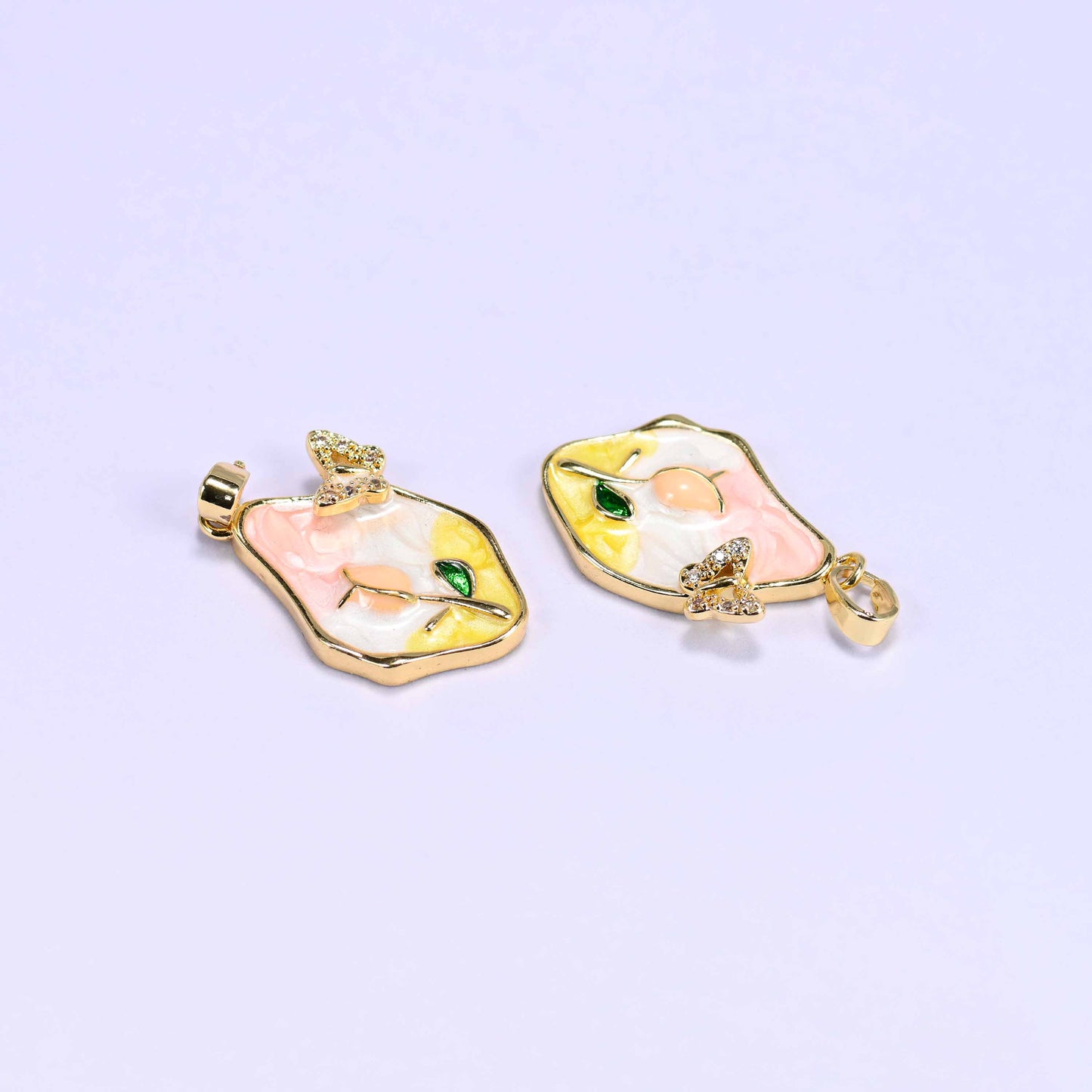Enamel Freeform Tulip Butterfly Charms: 18K Gold Filled Pendants, Jewelry Making Supply