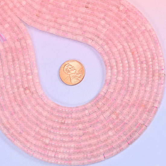 Rose Quartz Smooth Heishi Disc Beads: Jewelry Making Supply, 15.5 Inch Strand