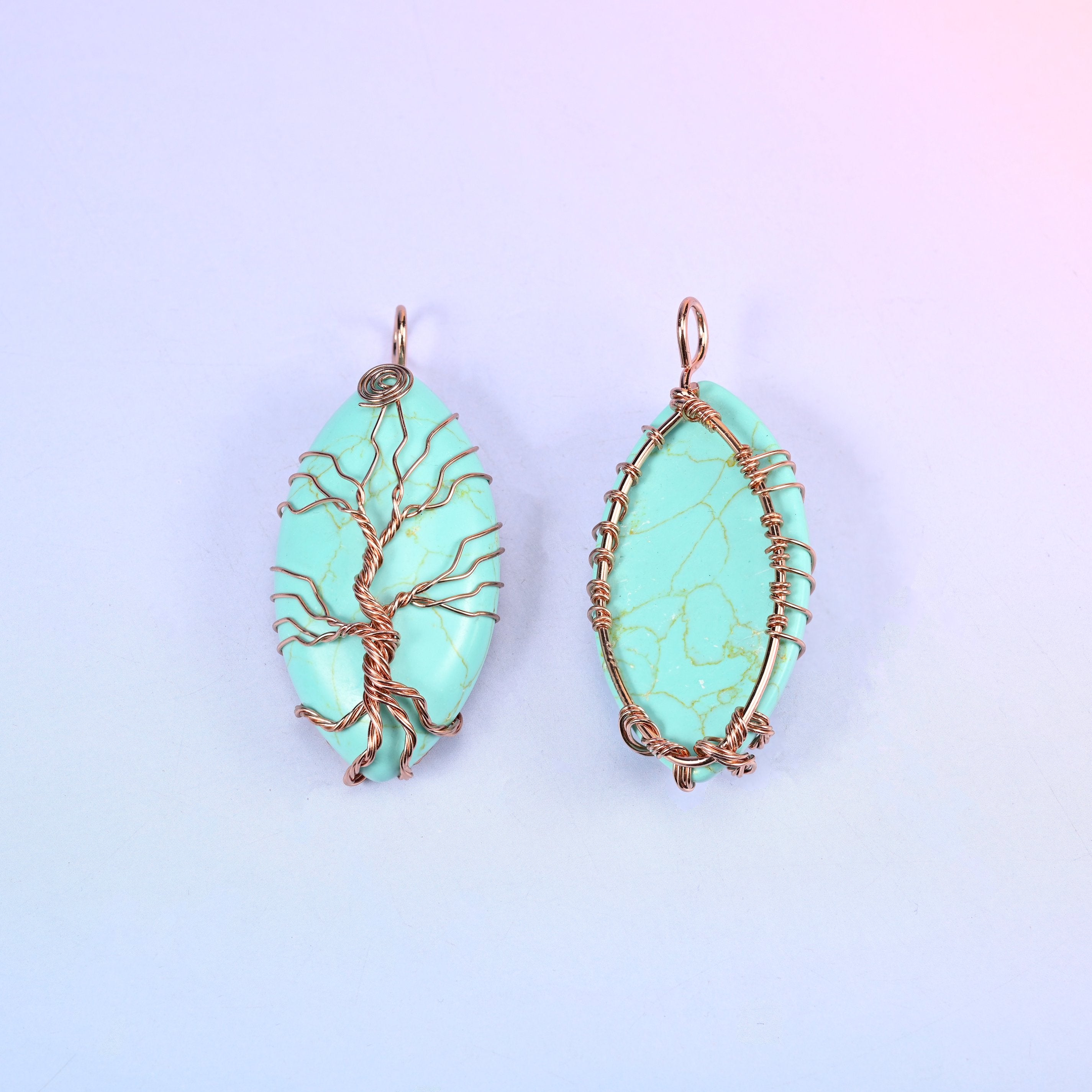 Oval Crystal Pendant with Copper Wired Tree