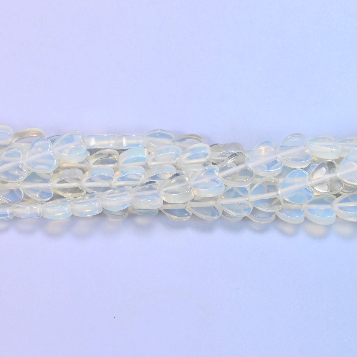 Opalite Flat Heart Beads, approximately 68 beads per strand