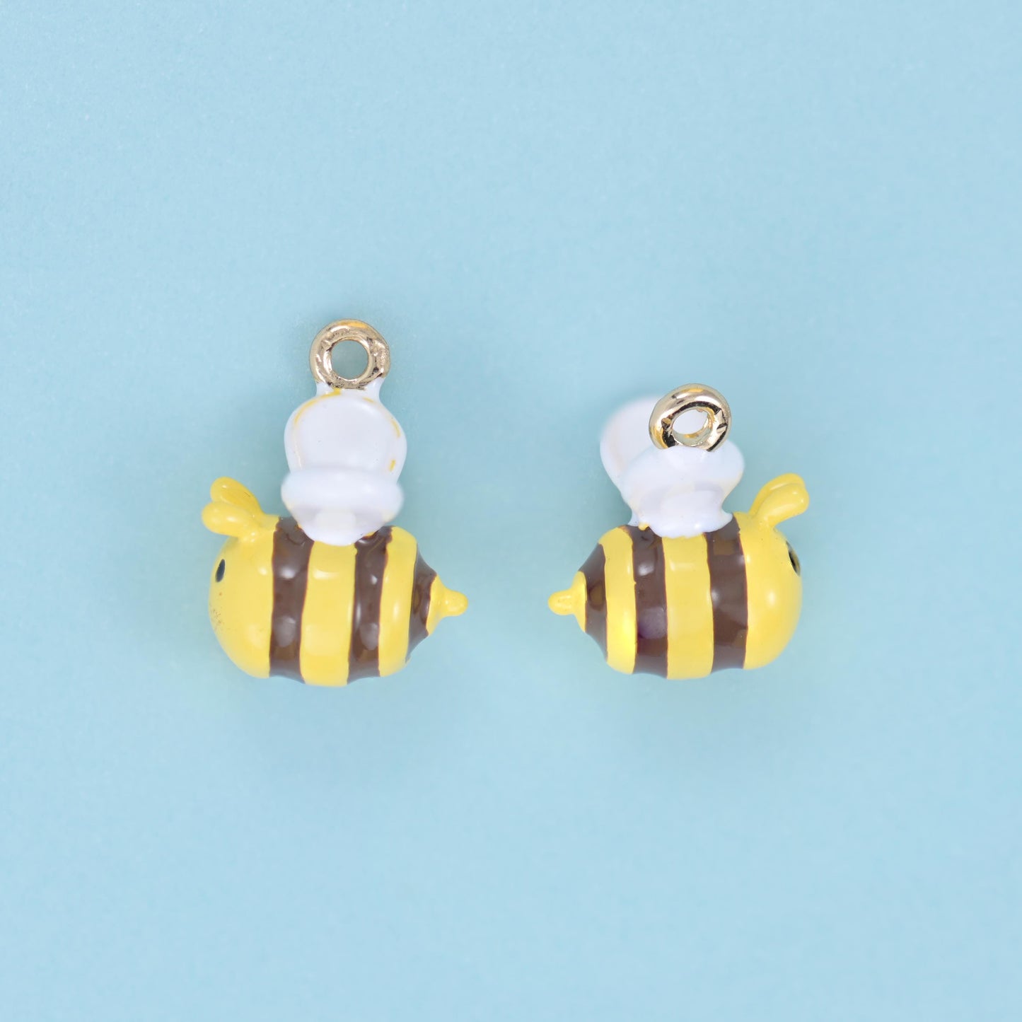 Enamel Bumble Bee Charm 18K Gold Filled Size 13x11mm Jewelry Findings for DIY Bracelets