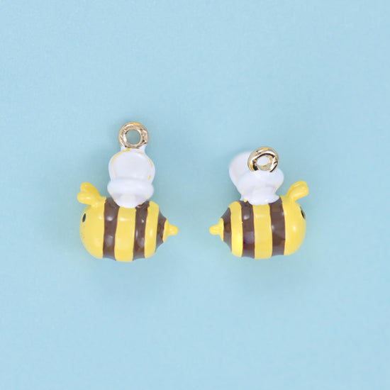 Enamel Bumble Bee Charm 18K Gold Filled Size 13x11mm Jewelry Findings for DIY Bracelets