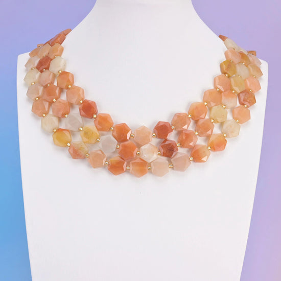Gold Silk Jade beads, flat hexagon shape, 12mm.