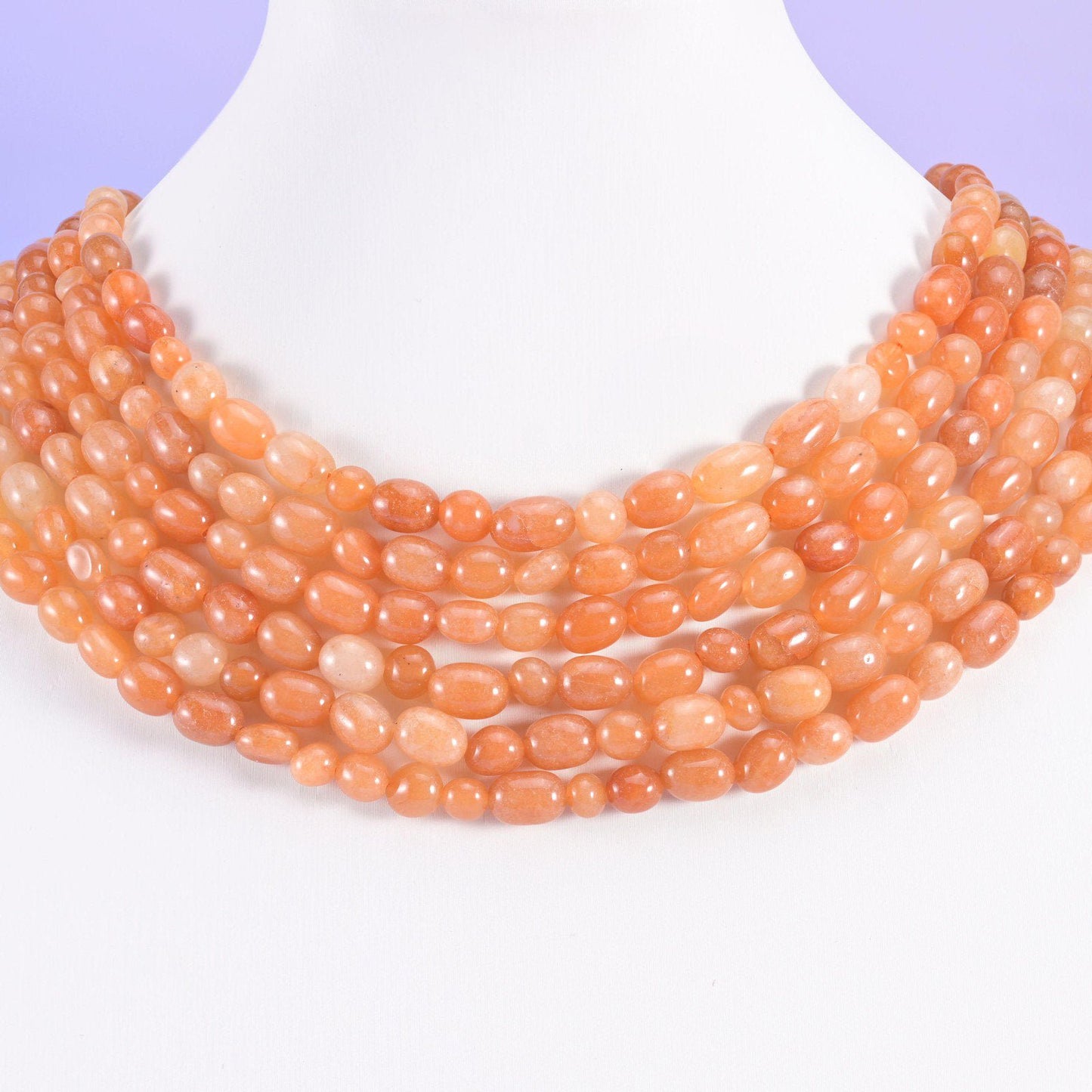 Red Aventurine Pebble Nugget Beads in warm apricot and soft terracotta