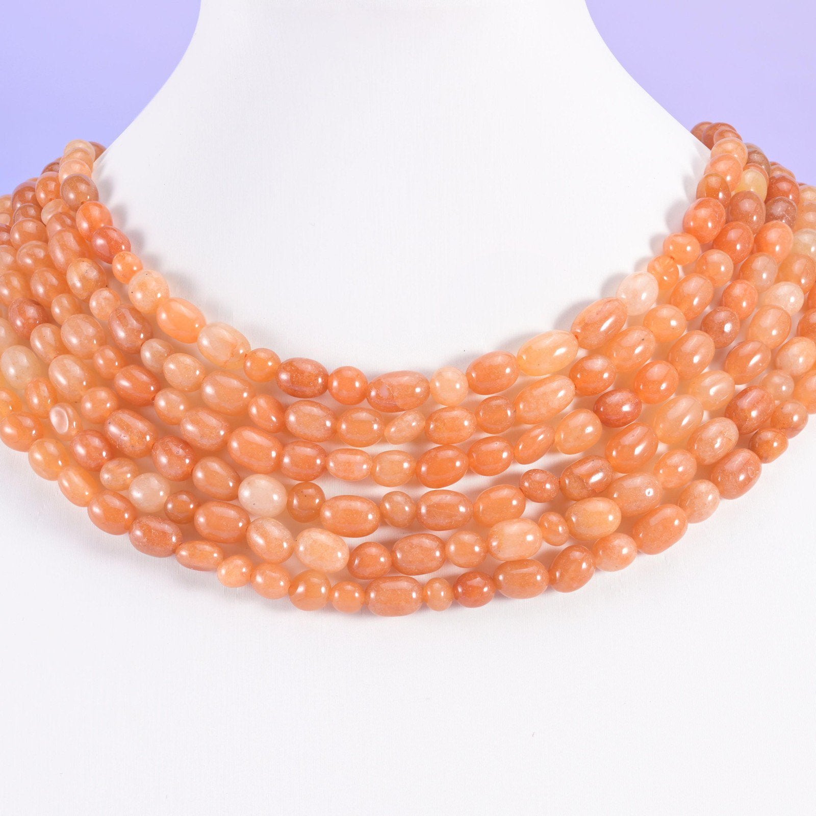 Red Aventurine Pebble Nugget Beads in warm apricot and soft terracotta