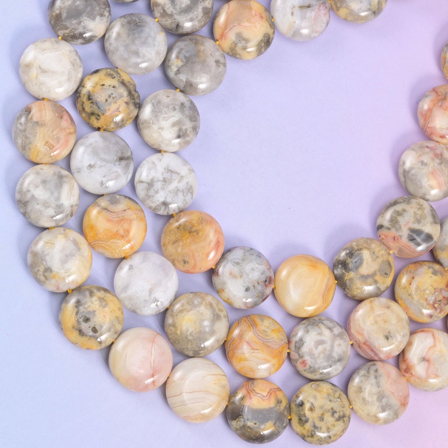 Crazy Agate coin beads, approximately 26 beads per strand