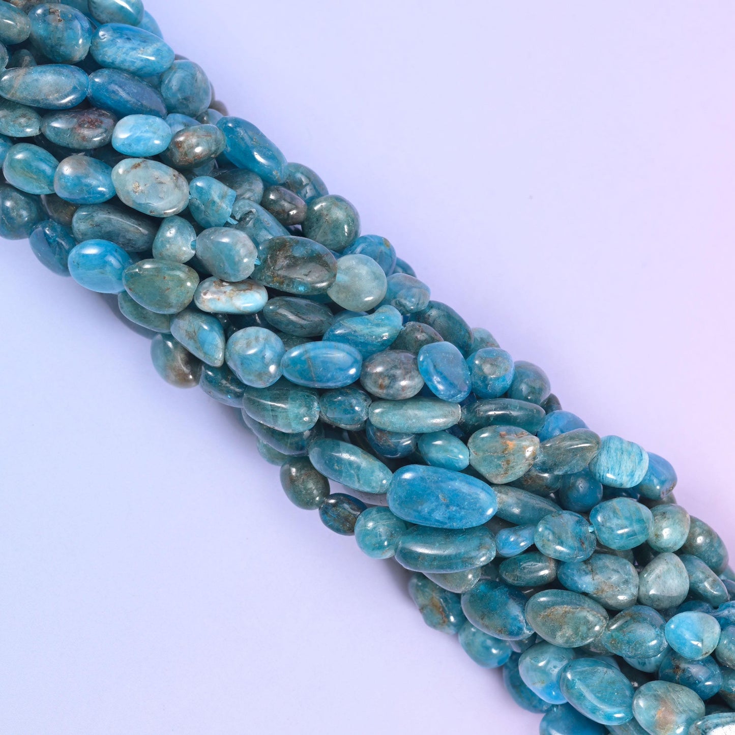 Pebble nugget cut blue apatite beads