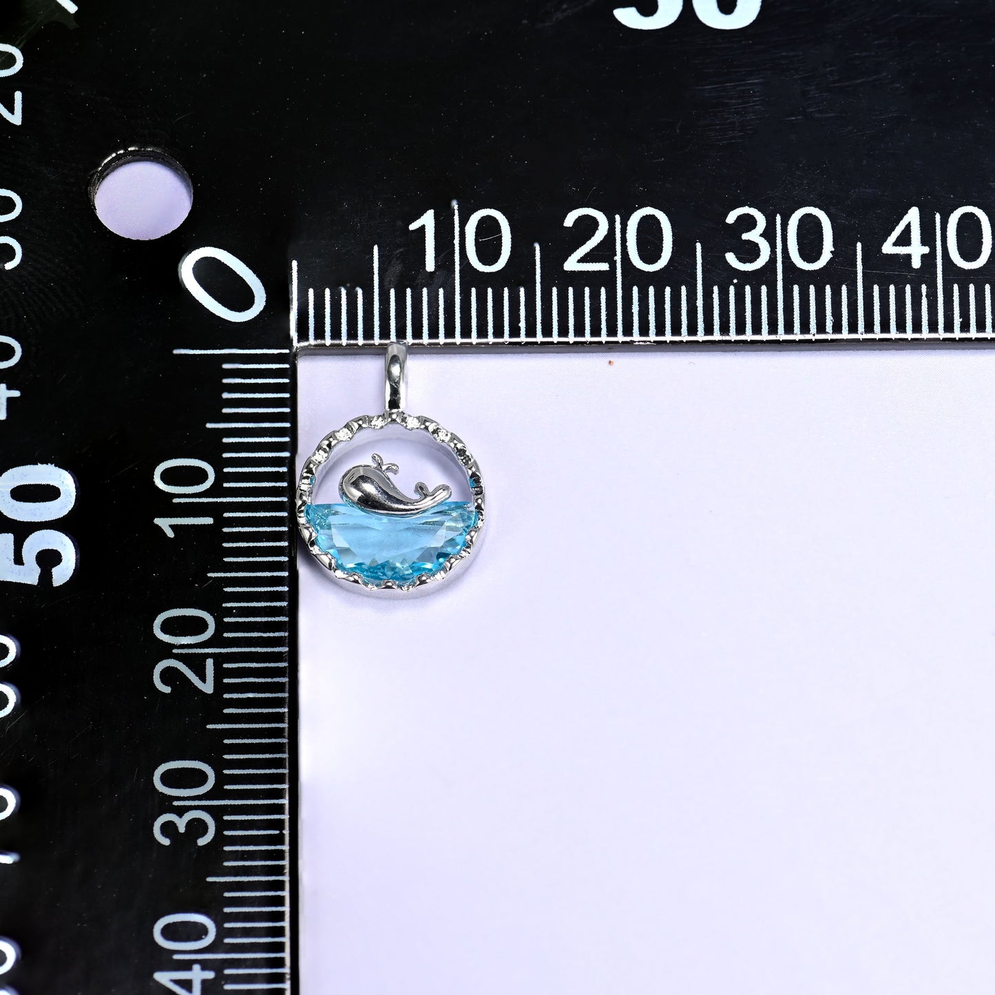 Silver Round Blue Zircon Whale Charms: DIY Pendants, Jewelry Making Supply