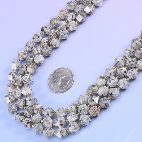 10mm faceted diamond rhombus beads in a choice of seven stones.