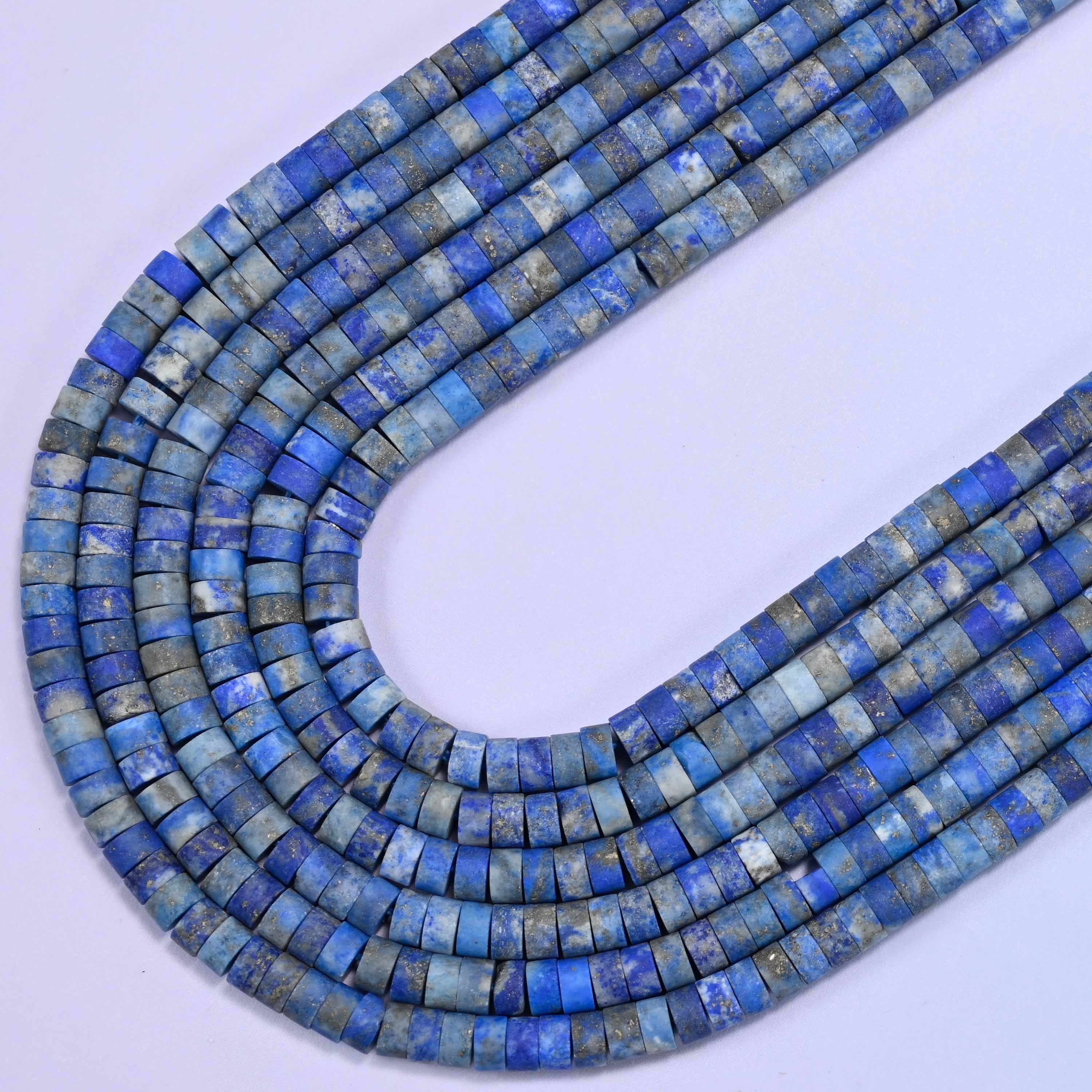 Matte Lapis Lazuli Heishi Disc Beads: Jewelry Making Supply, 15 Inch Strand