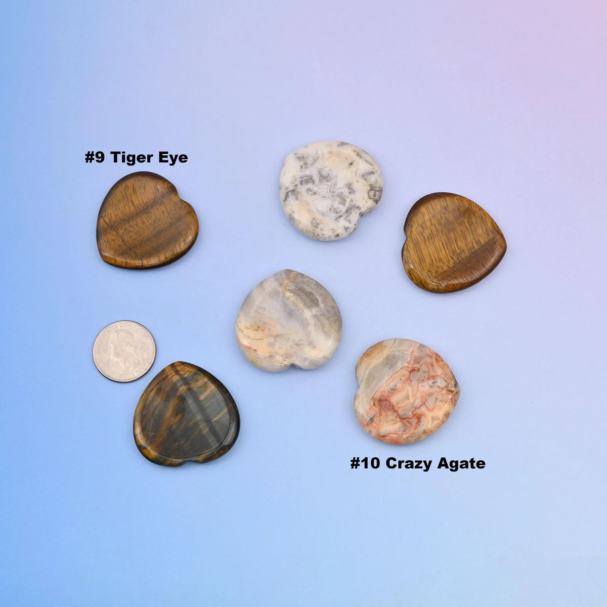 40mm heart worry stone, no hole, pocket size