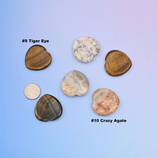 40mm heart worry stone, no hole, pocket size