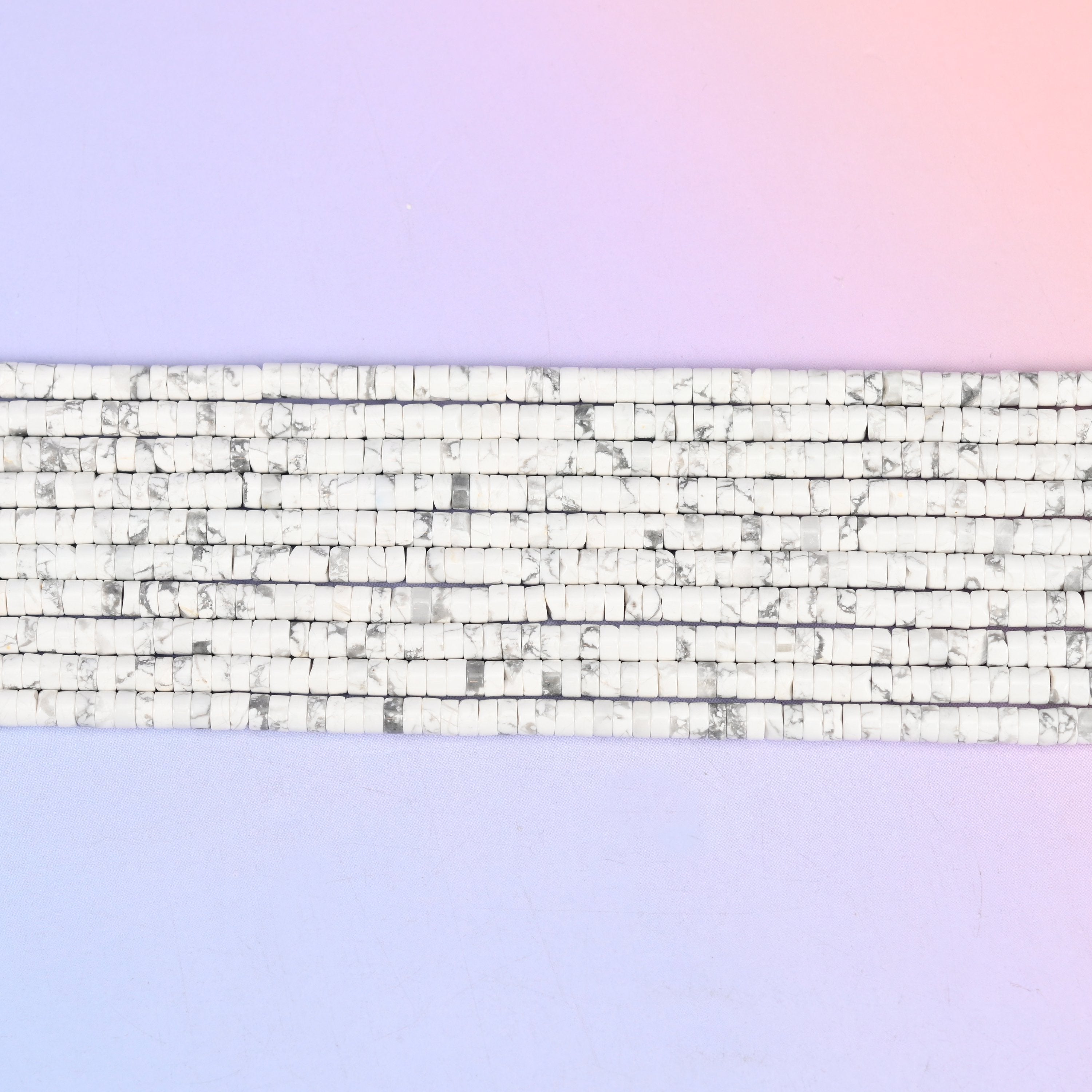 White Howlite Smooth Heishi Disc Beads: Jewelry Making Supply, 15.5 Inch Strand