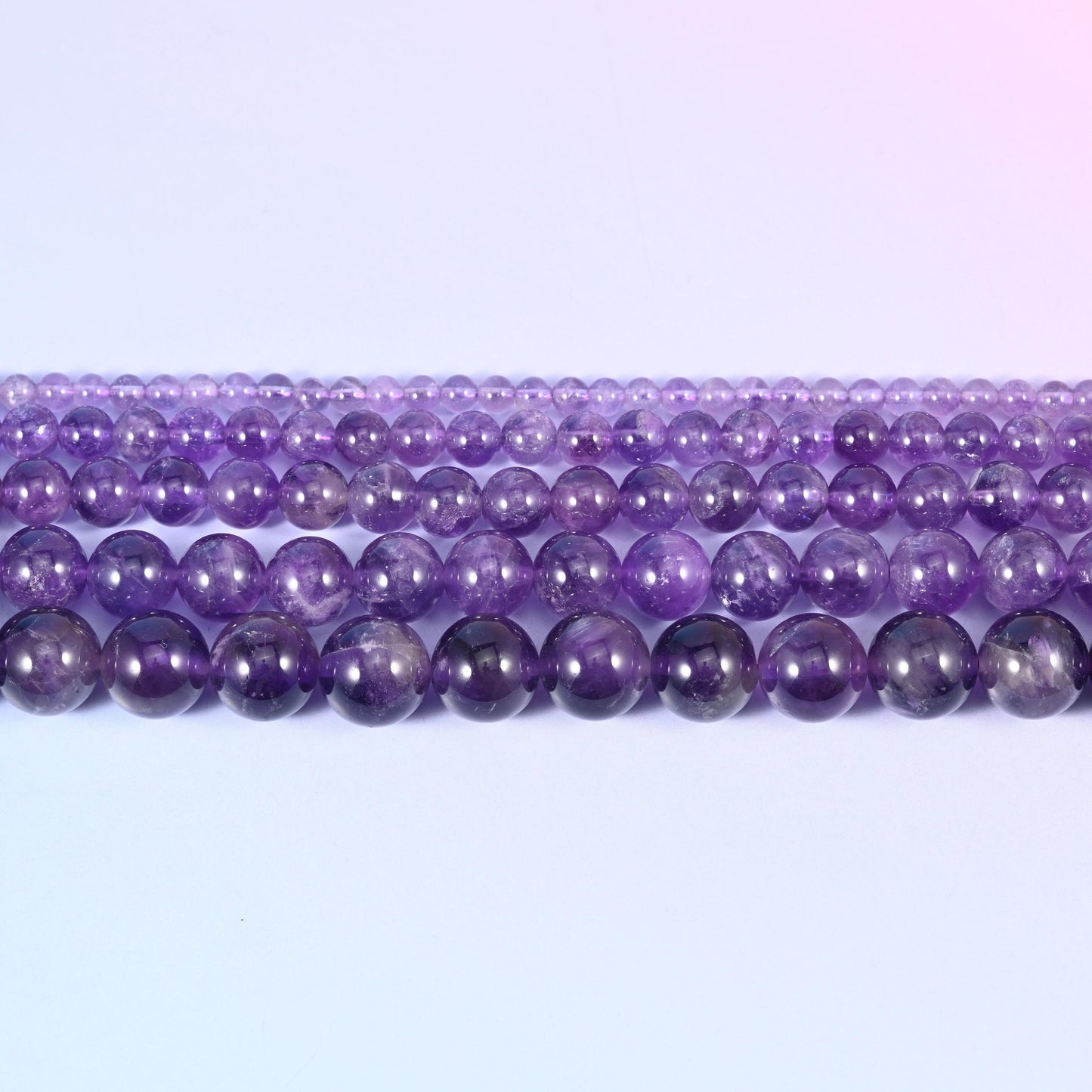 Amethyst Smooth Round Beads 4mm 6mm 8mm 10mm 12mm in purple, from pale lilac through deep grape