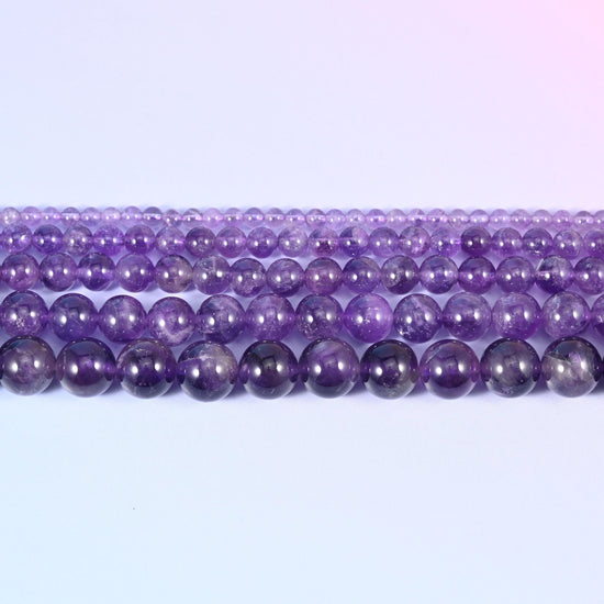 Amethyst Smooth Round Beads 4mm 6mm 8mm 10mm 12mm in purple, from pale lilac through deep grape