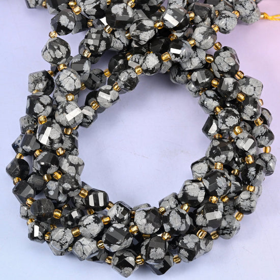 Natural Snowflake Jasper with white blotching across each bead
