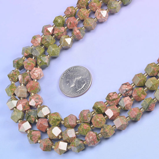 Faceted 8 Sides Diamond Rhombus Gemstone Beads, hole approximately 1.0mm.