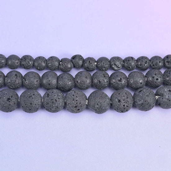 Lava Rock beads, smooth round with a porous, 6mm, 8mm, 10mm