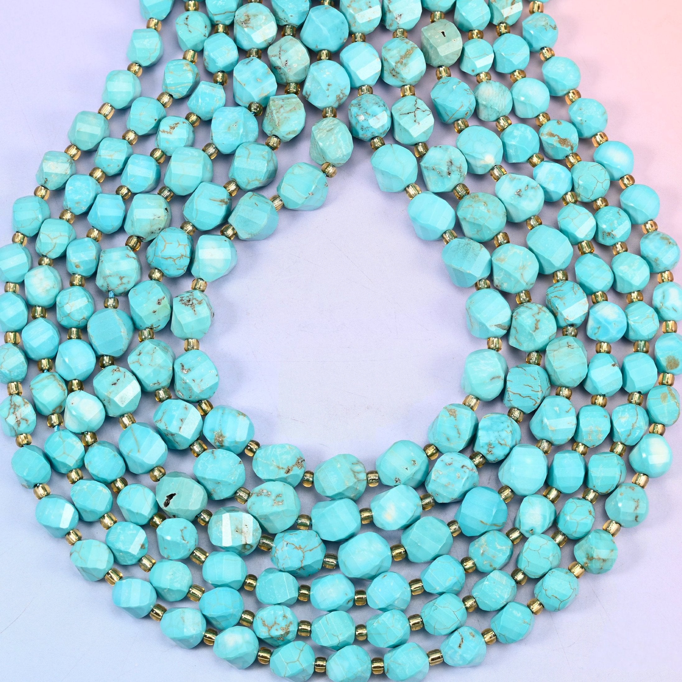 Dyed Light Blue Howlite spiral twist beads, hole approximately 1.2mm