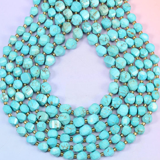 Dyed Light Blue Howlite spiral twist beads, hole approximately 1.2mm