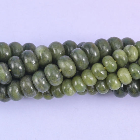 South Green Jade Smooth Rondelle Beads Jewelry Making Size 4x6mm 5x8mm 15.5" Strand