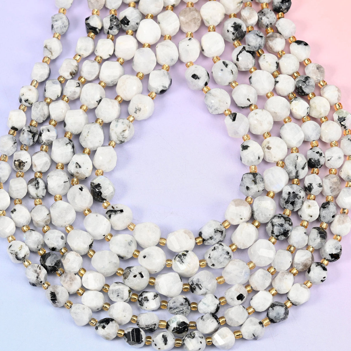 Blue Moonstone Faceted Spiral Twist Beads 8mm 10mm, hole approximately 1.2mm (+/- 0.2mm), center drilled