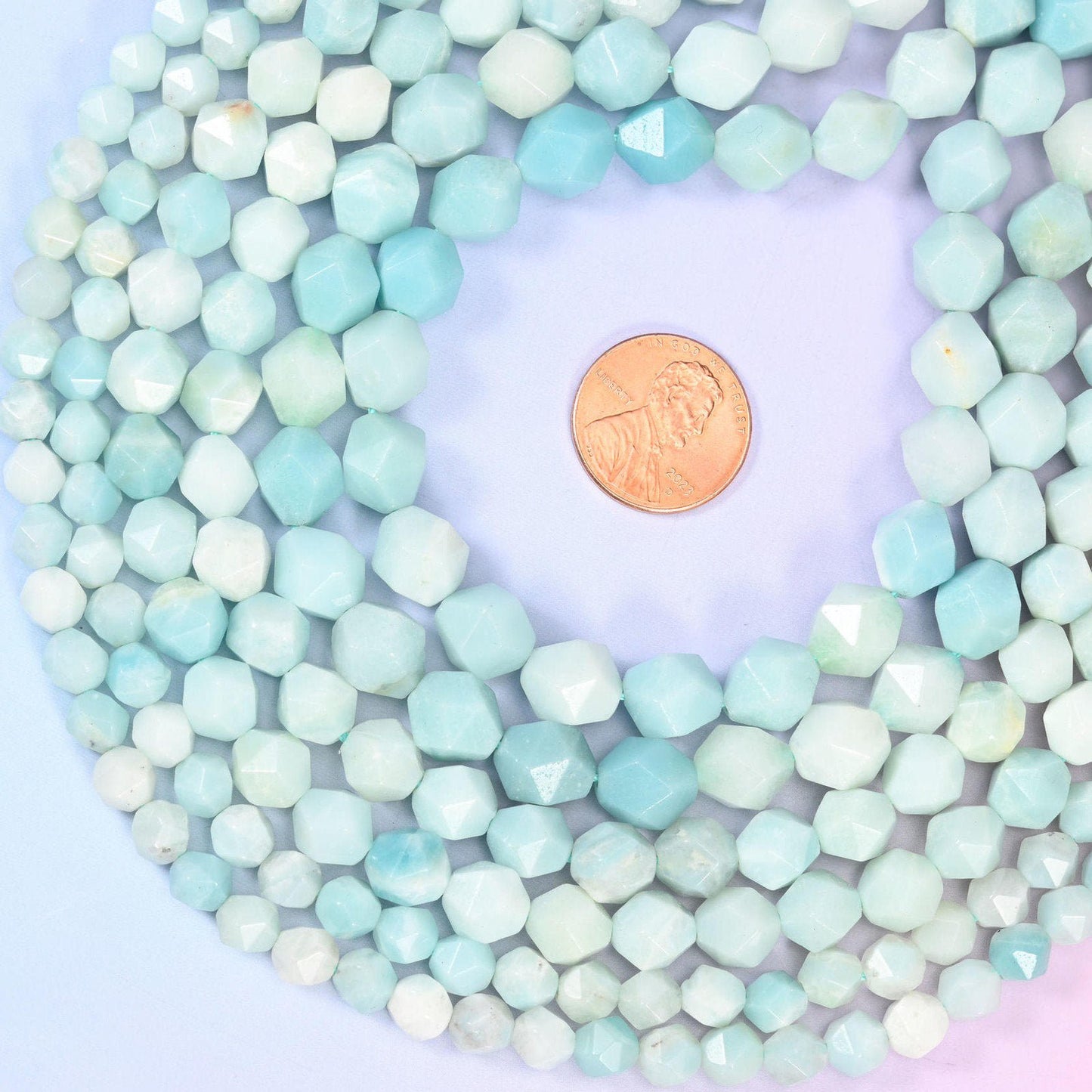 Blue Amazonite diamond star cut beads, sold per 15.5 inch strand