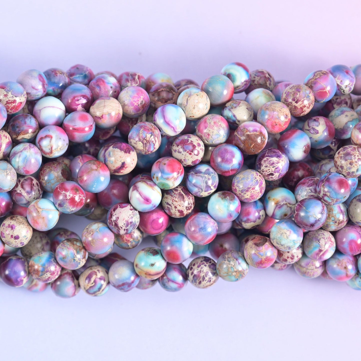 Purple blue sea sediment jasper round beads, 15.5 inch strand
