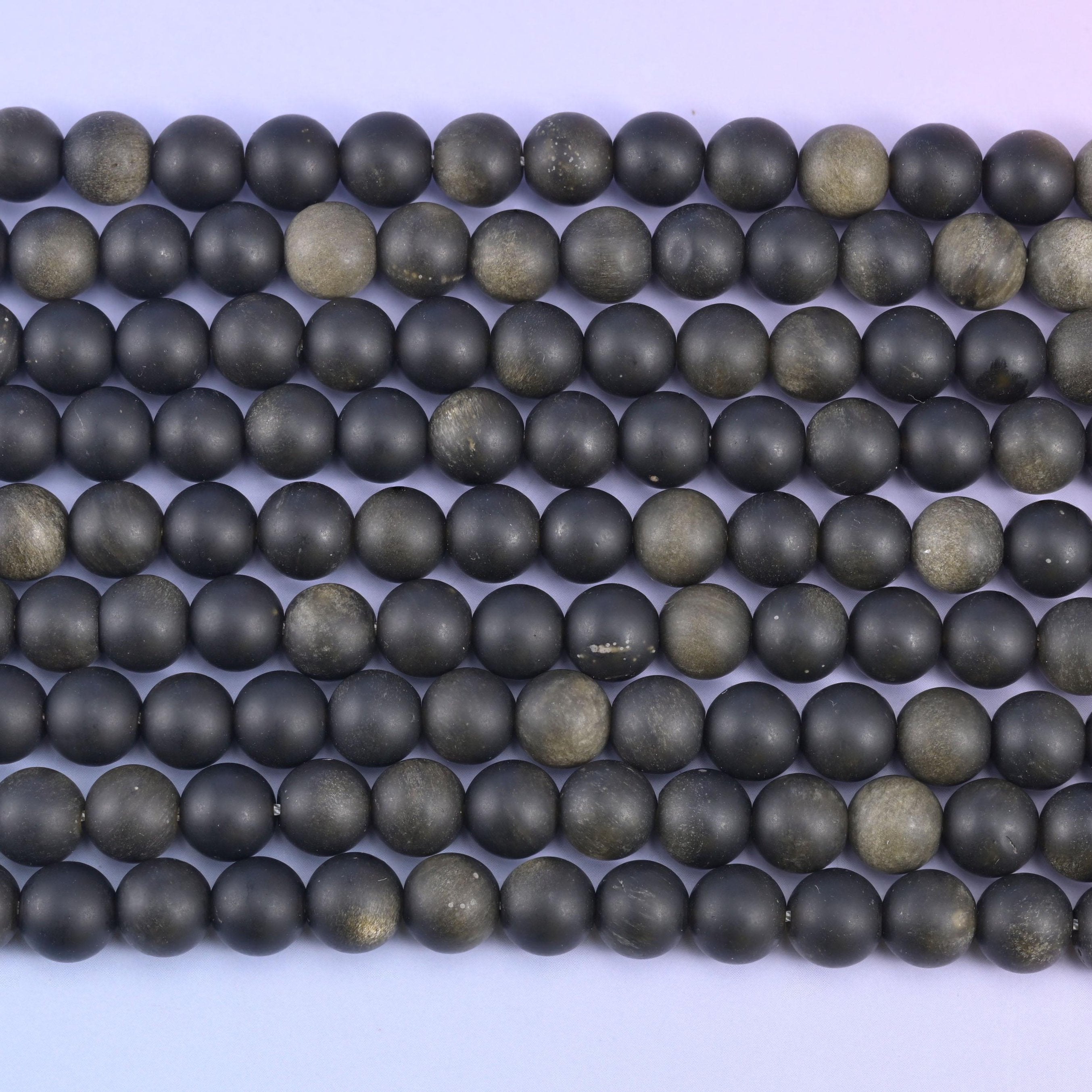 Gold Obsidian Matte Round Beads 4mm 6mm 8mm 10mm Jewelry Making 15 Inch Strand