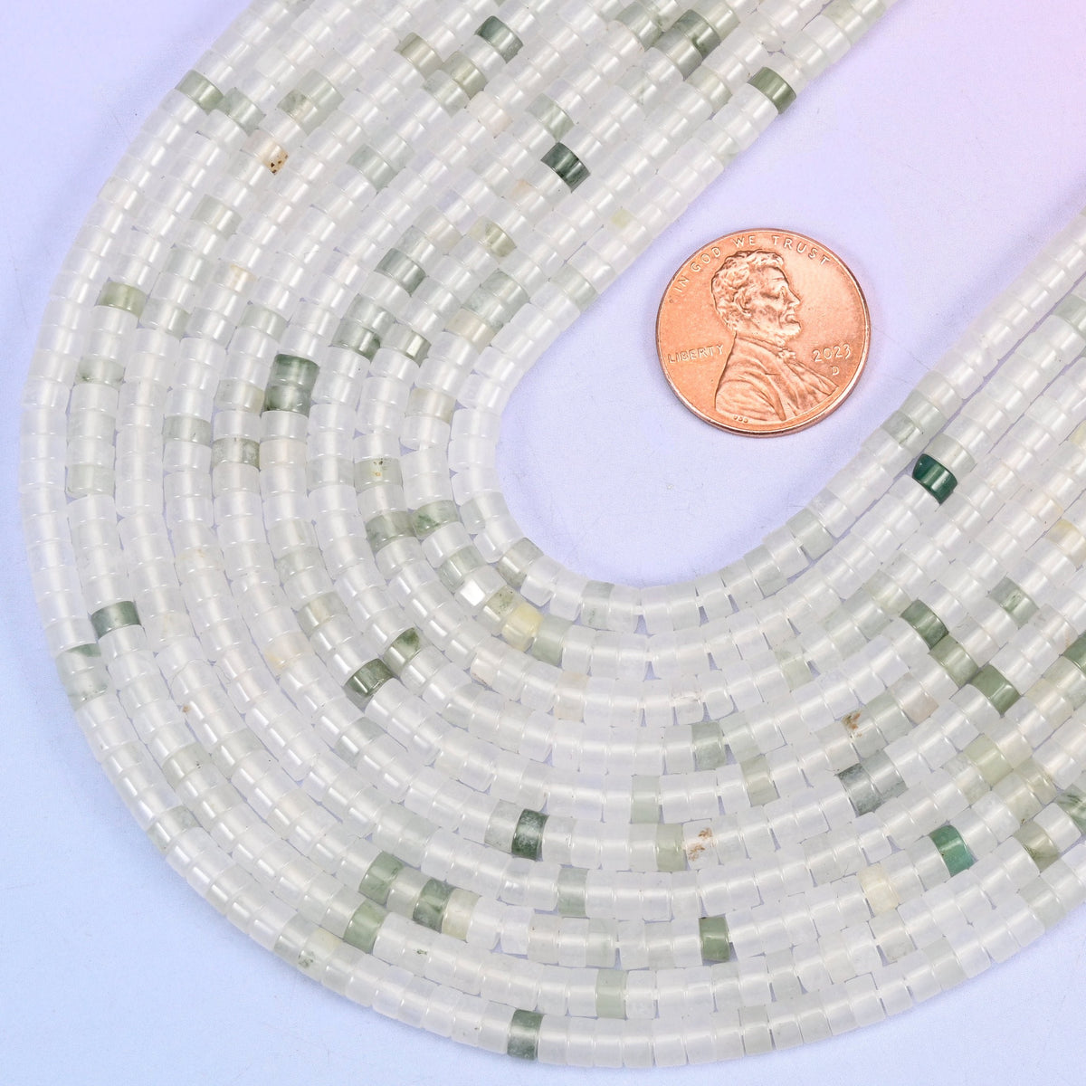 Tianshan Jade Smooth Heishi Disc Beads, hole 1.0mm