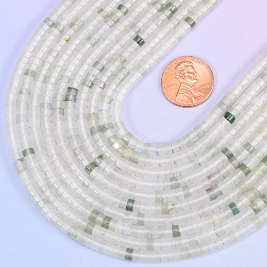 Tianshan Jade Smooth Heishi Disc Beads, hole 1.0mm