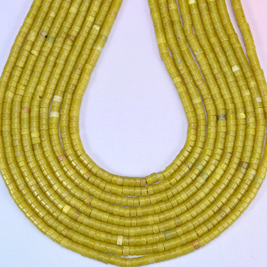 Lemon Jade Smooth Heishi Disc Beads, hole approximately 1.0mm