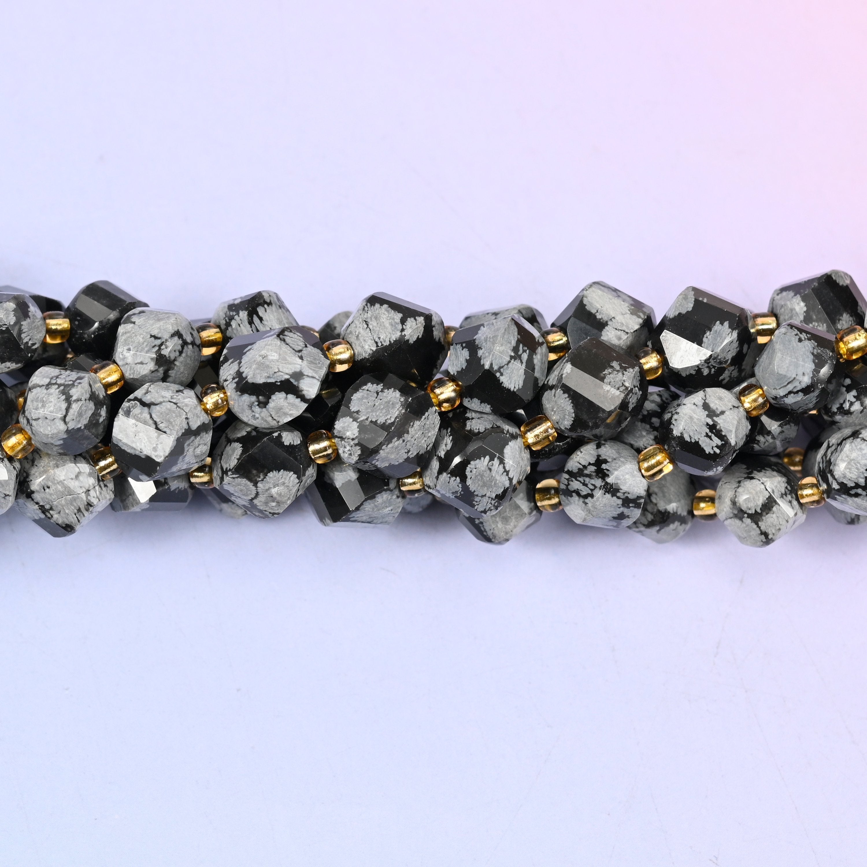 Snowflake Jasper Faceted Spiral Twist Beads, 8mm approximately 38 beads / 10mm approximately 31 beads