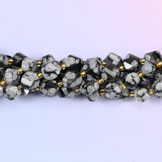 Snowflake Jasper Faceted Spiral Twist Beads, 8mm approximately 38 beads / 10mm approximately 31 beads