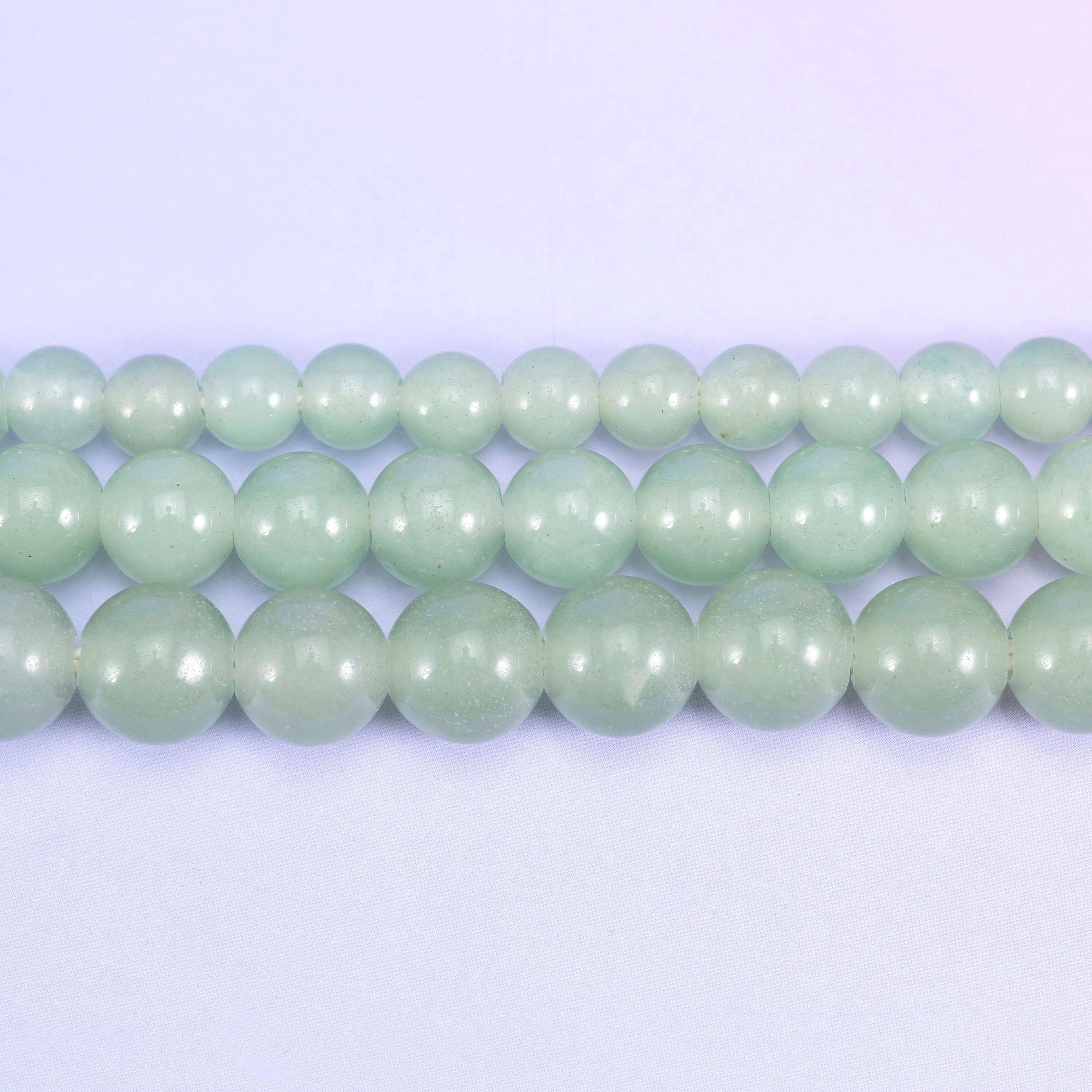 Green Aventurine Large Hole Round Beads 6mm 8mm 10mm, 8 inch and 15 inch options