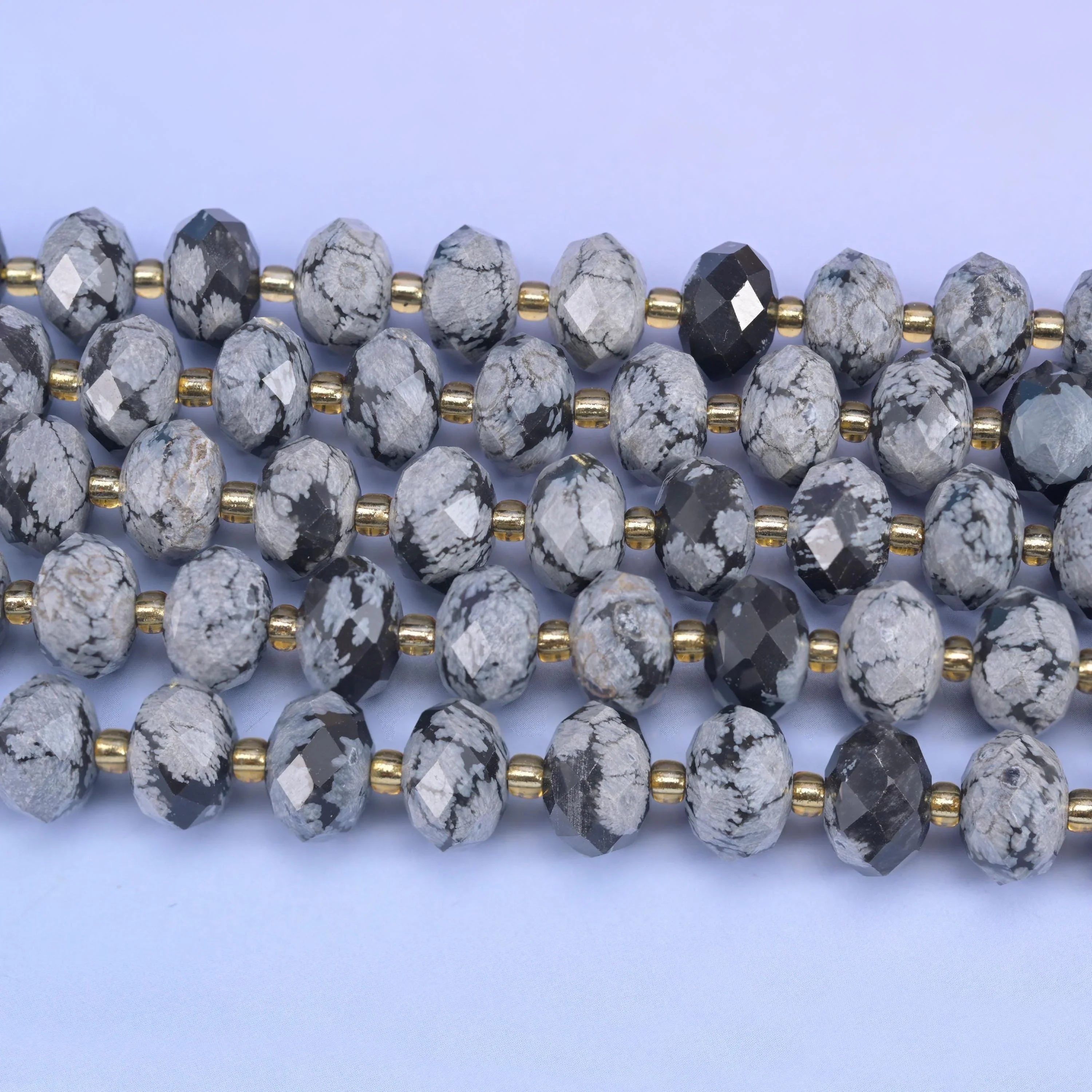 Snowflake Jasper Faceted Rondelle Beads, 15.5 inch strand