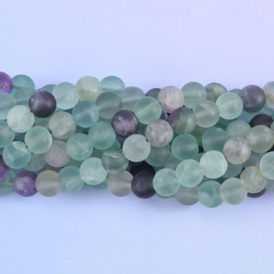 Colorful Fluorite Matte Round Beads 4mm 6mm 8mm 10mm 15 Inch Strand
