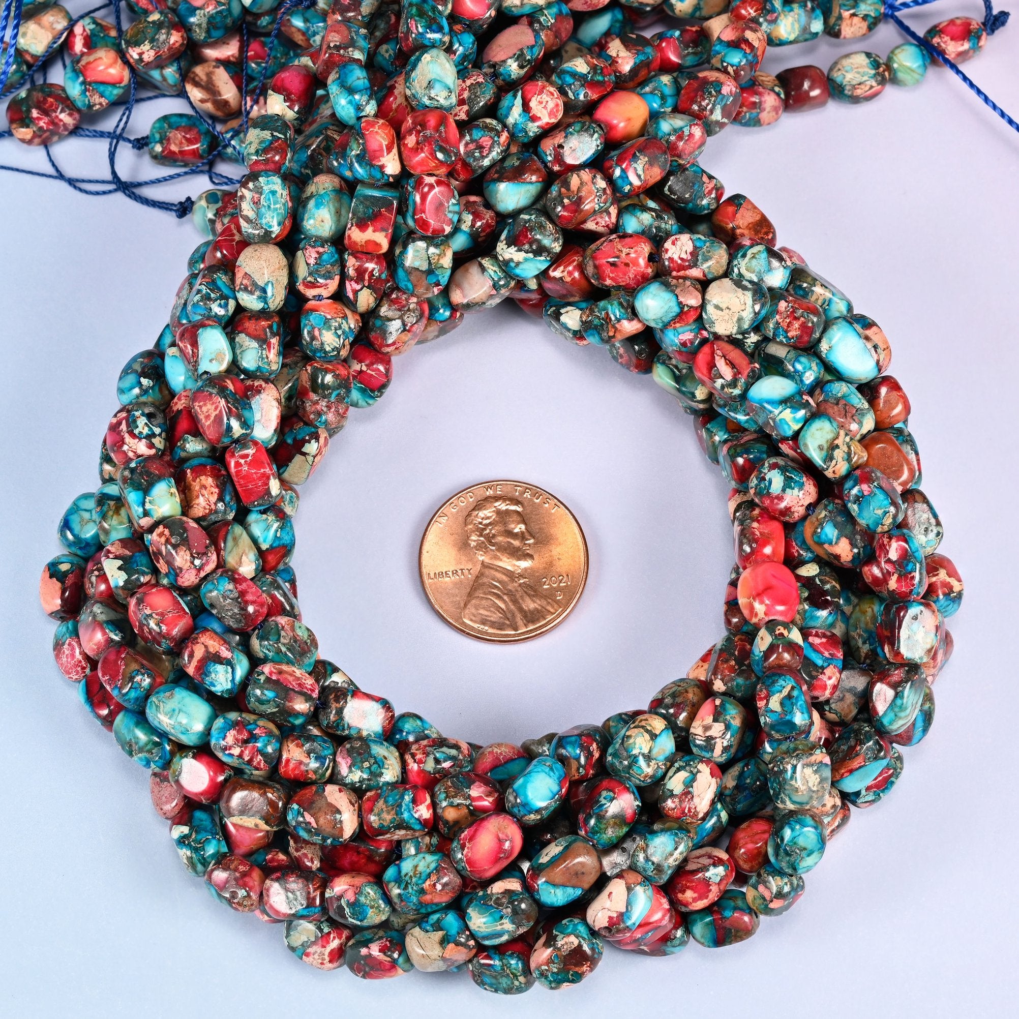 Red Dyed Sea Sediment Jasper Beads, 5-7mm Nugget, 15 Inch Strand