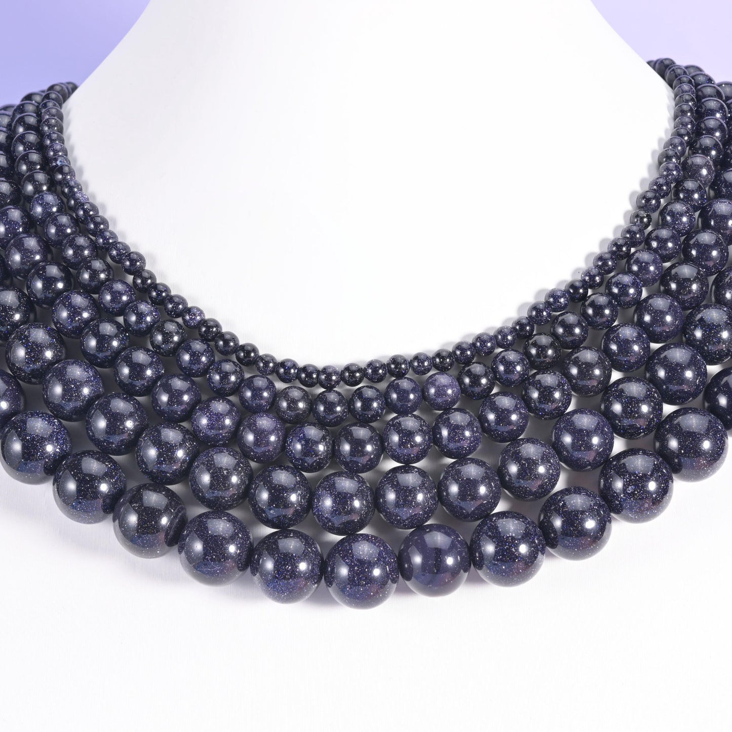 Blue Sandstone beads, smooth round, 6mm, 8mm, 10mm and 12mm