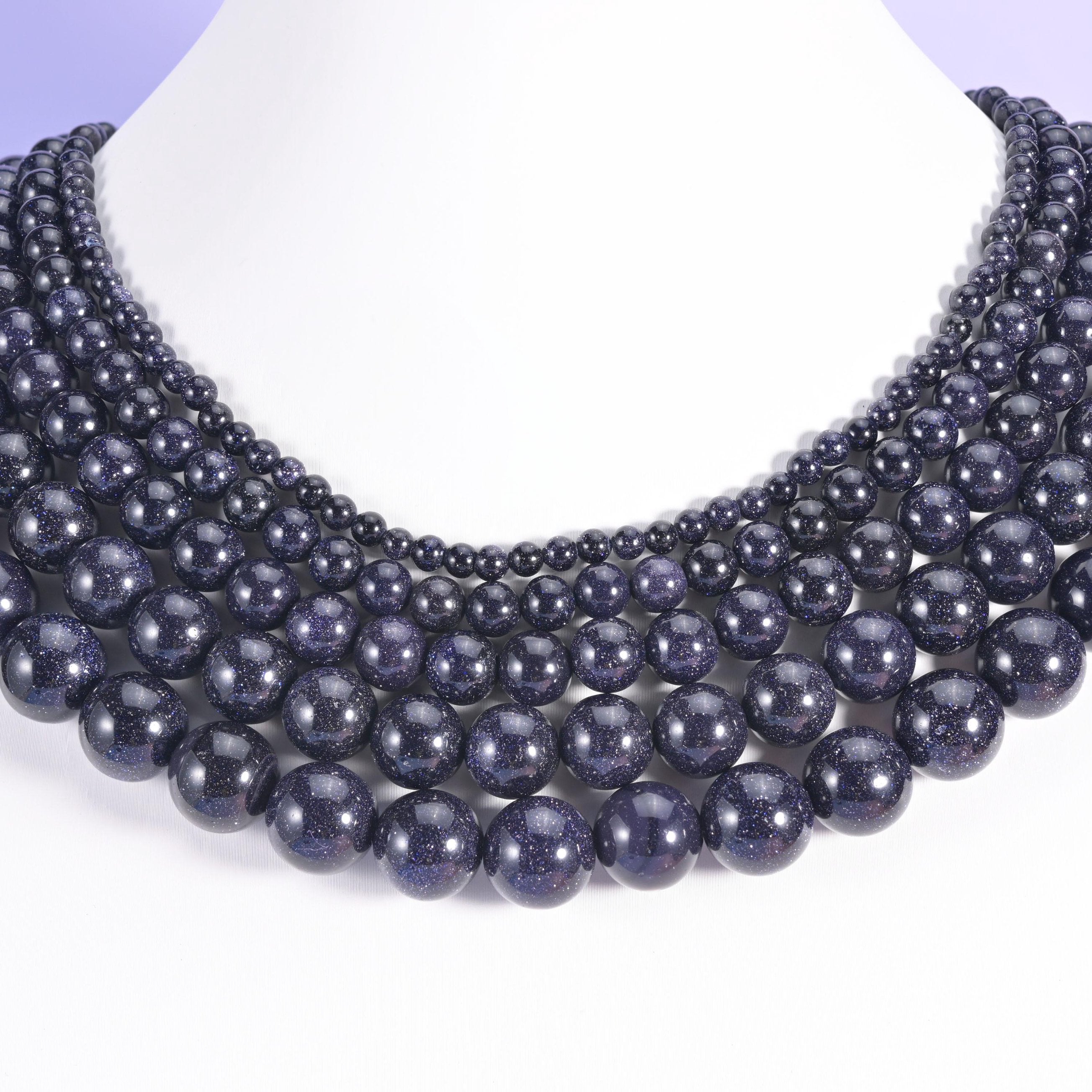 Blue Sandstone beads, smooth round, 6mm, 8mm, 10mm and 12mm