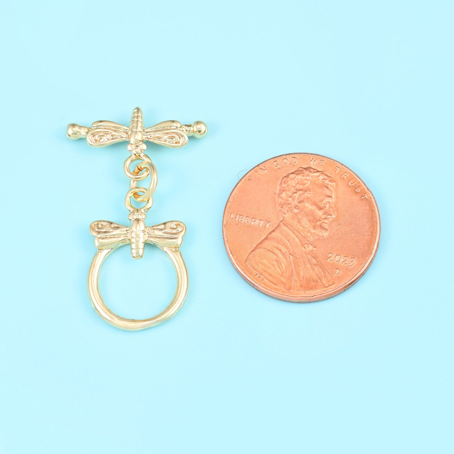 18K Gold Filled Dragonfly Toggle Clasp, sold per piece