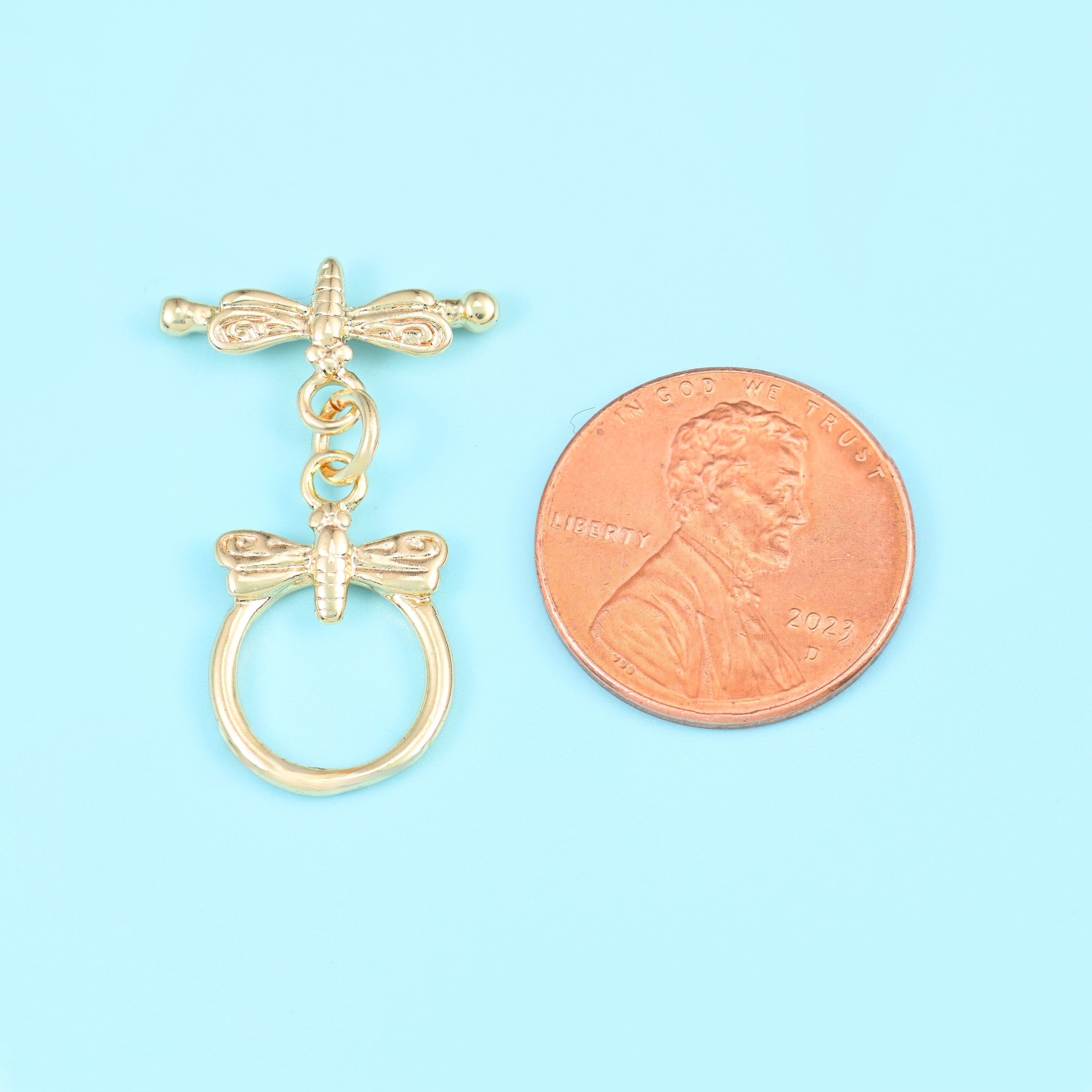 18K Gold Filled Dragonfly Toggle Clasp, sold per piece