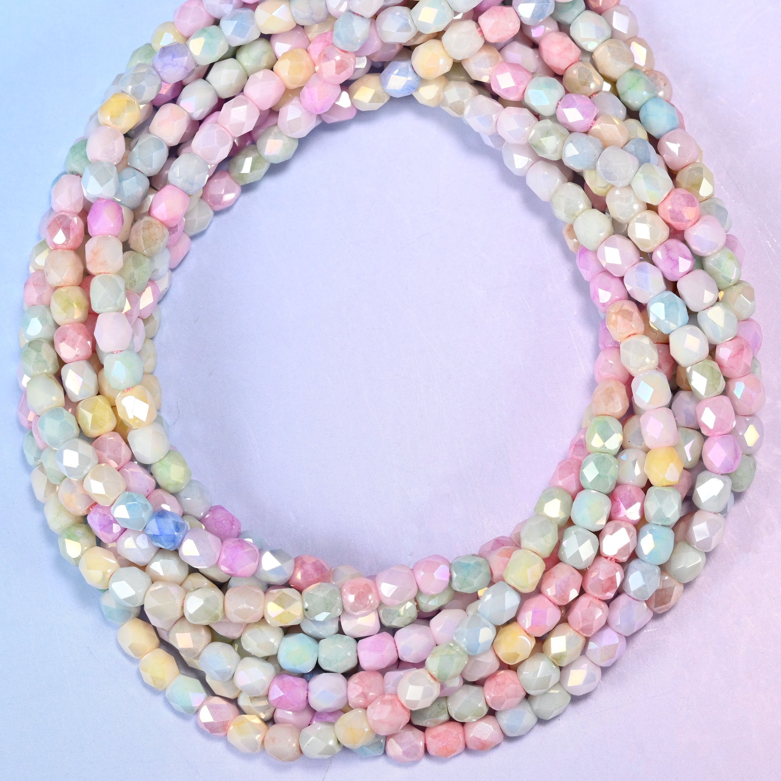 Colorful Opaque Faceted Tiny Barrel Glass Beads: Jewelry Making Supply