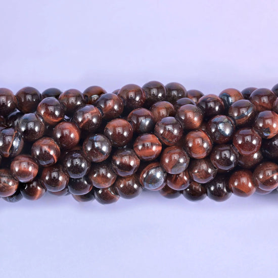 Red Tiger Eye Large Hole Beads 6mm 8mm 10mm, 8 inch half strand