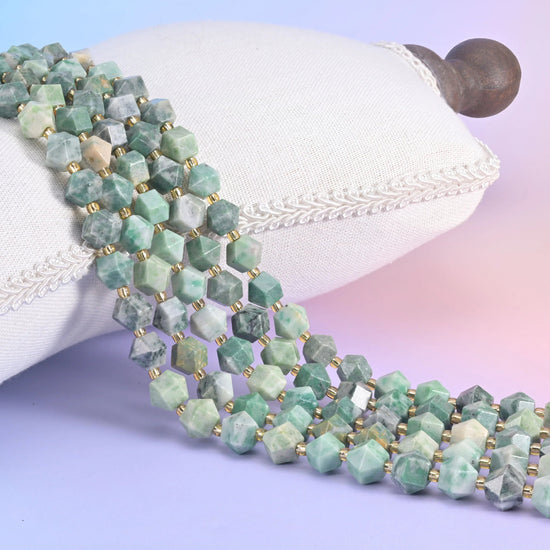 Diamond Cut Gemstone Beads, stone choices include orange carnelian and plum tourmaline.